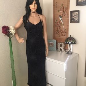 ESPRIT Navy Blue Polka Dot Halter Top Maxi Dress